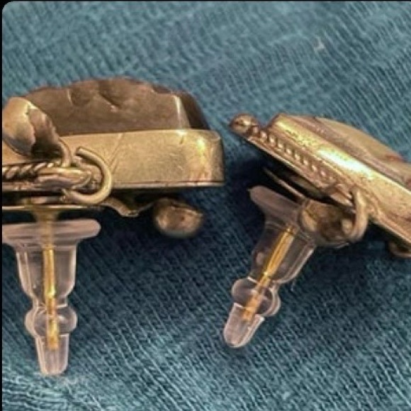 Vintage Taxco 925 Sterling Silver Mexico Tribal Mask Pierced Earrings - Picture 4 of 6